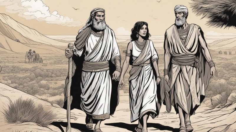 Abraão com sua esposa Sarai e seu sobrinho Ló, em direção à terra de Canaã