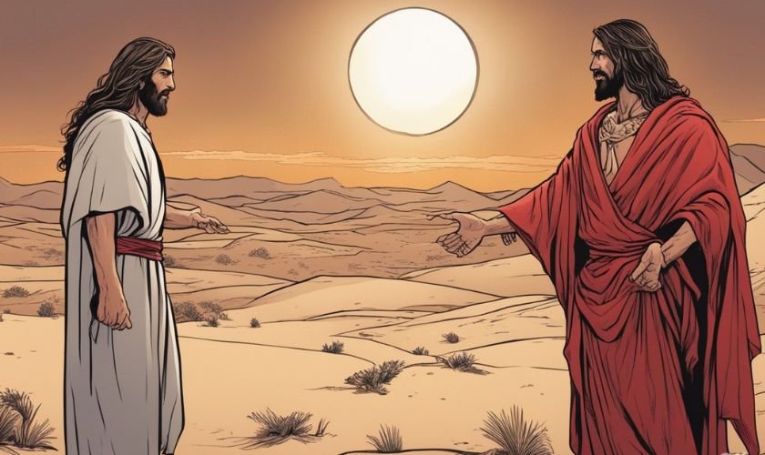 Jesus encontrando o diabo no deserto