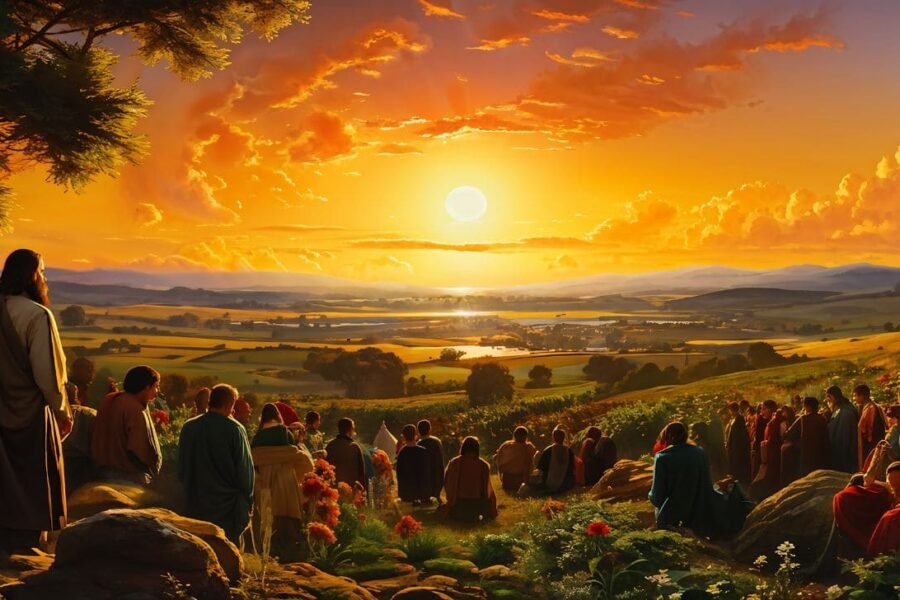 Montaña con el sol de fondo