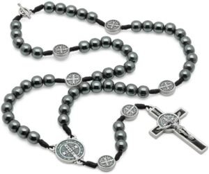 Colar Terço São Bento Hematita