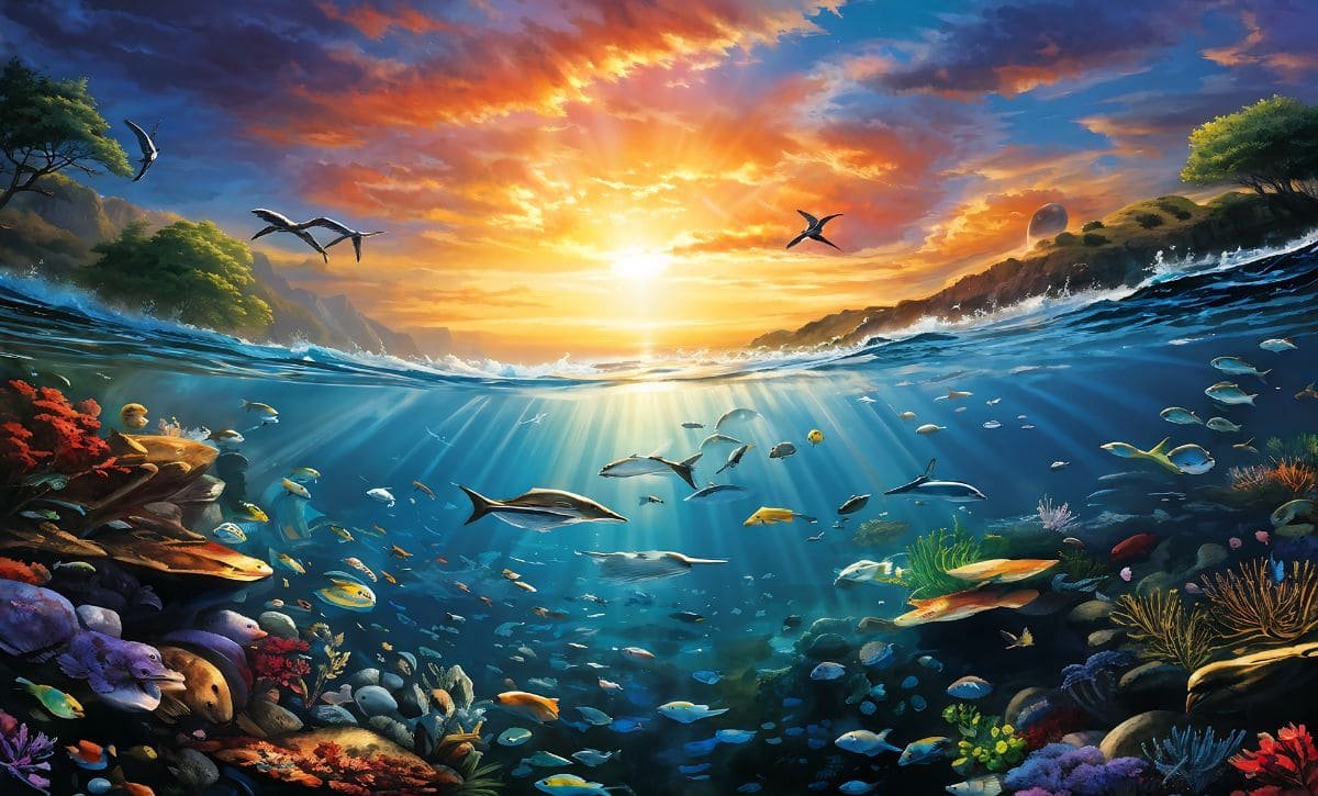 La aparición de la vida en las aguas y los cielos