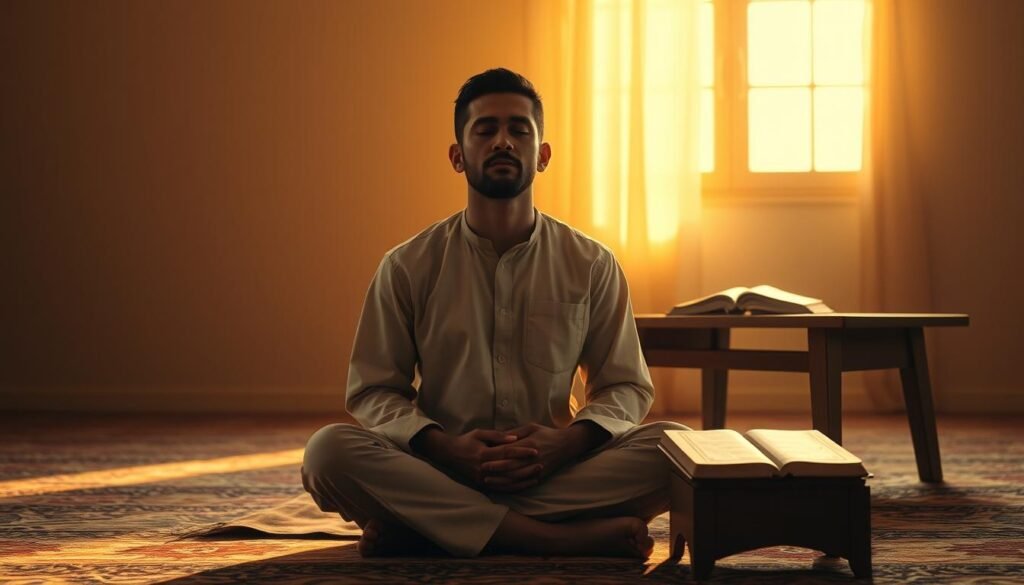 Uma composição serena que retrata o jejum islâmico, 