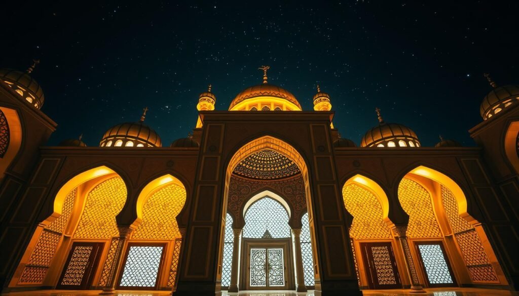 mesquita iluminada inspiradora