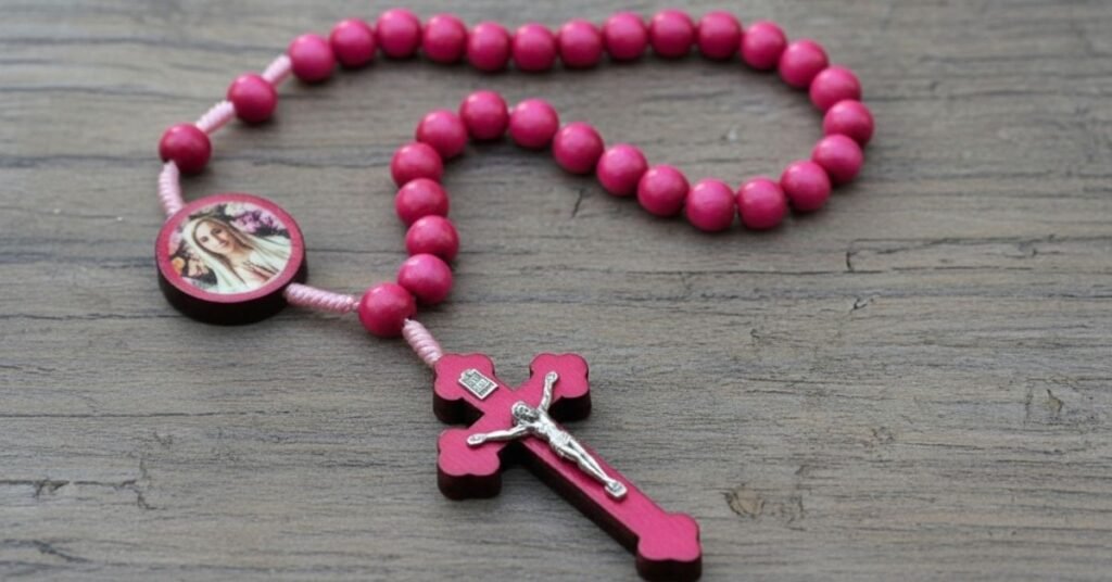 Terço Nossa Senhora de Fátima em Madeira Rosa