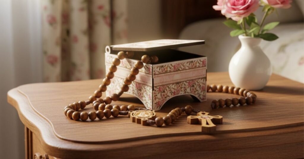 Terço de Fátima 8mm com Caixa MDF