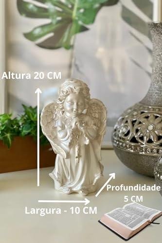 Anjo Decorativo em Gesso, 20 cm Altura x 10 cm Largura, Branco com Terço Estilo Religioso Presente Católico Manto Decoração Imagens Lembrança Filho dia das Mães crianças natal (Branco Pérola) Anjo Decorativo em Gesso, 20 cm Altura x 10 cm Largura, Branco com Terço Estilo Religioso Presente Católico Manto Decoração Imagens Lembrança Filho dia das Mães crianças natal (Branco Pérola)