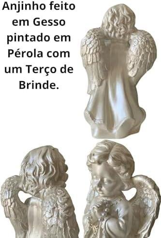 Anjo Decorativo em Gesso, 20 cm Altura x 10 cm Largura, Branco com Terço Estilo Religioso Presente Católico Manto Decoração Imagens Lembrança Filho dia das Mães crianças natal (Branco Pérola) Anjo Decorativo em Gesso, 20 cm Altura x 10 cm Largura, Branco com Terço Estilo Religioso Presente Católico Manto Decoração Imagens Lembrança Filho dia das Mães crianças natal (Branco Pérola)