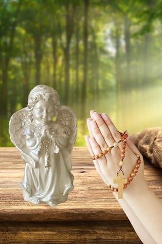 Anjo Decorativo em Gesso, 20 cm Altura x 10 cm Largura, Branco com Terço Estilo Religioso Presente Católico Manto Decoração Imagens Lembrança Filho dia das Mães crianças natal (Branco Pérola) Anjo Decorativo em Gesso, 20 cm Altura x 10 cm Largura, Branco com Terço Estilo Religioso Presente Católico Manto Decoração Imagens Lembrança Filho dia das Mães crianças natal (Branco Pérola)