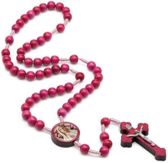 Terço Mulheres Madeira Rosa 8mm Nossa Senhora Fátima Católico Terço Mulheres Madeira Rosa 8mm Nossa Senhora Fátima Católico