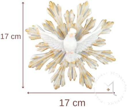 Enfeite Divino Espírito Santo em Resina 17x17cm, Pintura Artesanal com Detalhes Dourados, Decoração Religiosa para Parede, Porta ou Ambiente Interno - Magicril Decor Enfeite Divino Espírito Santo em Resina 17x17cm, Pintura Artesanal com Detalhes Dourados, Decoração Religiosa para Parede, Porta ou Ambiente Interno - Magicril Decor