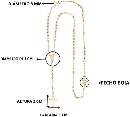 Terço Feminino Dourado Rosario Crucifixo Banhado Ouro       