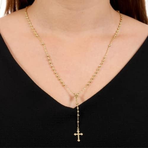 Terço Feminino Dourado Rosario Crucifixo Banhado Ouro       
