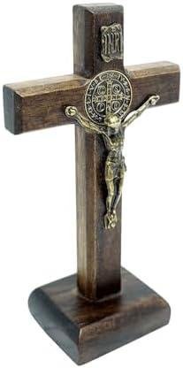 Crucifixo de Mesa São Bento Madeira 9 cm Crucifixo de Mesa São Bento em Madeira 9 cm