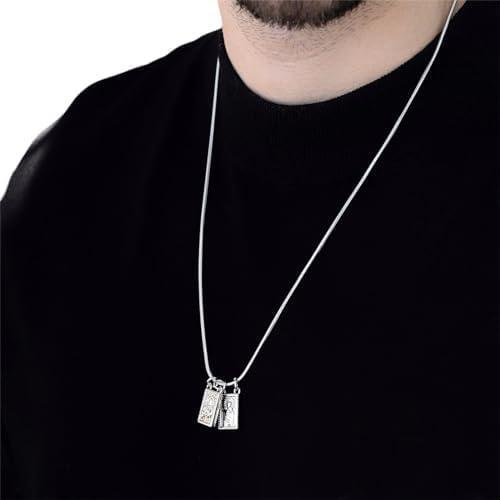 Escapulário prata masculino corrente aço inoxidável/Cordão religioso proteção/Nossa Senhora do Carmo e Sagrado Coração de Jesus Escapulario de acero inoxidable plateado - ¿Funciona como regalo religioso?