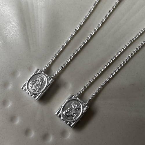 Escapulário Religioso São Jorge Sagrado Coração de Jesus em Prata 925 (70cm) Escapulário Religioso São Jorge Sagrado Coração de Jesus em Prata 925 (70cm)