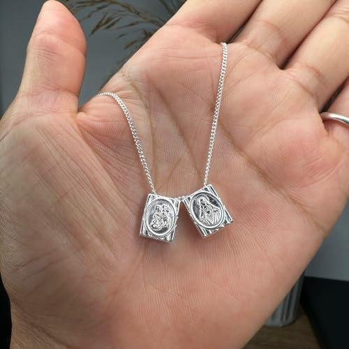 Escapulário Religioso São Jorge Sagrado Coração de Jesus em Prata 925 (70cm) Escapulário Religioso São Jorge