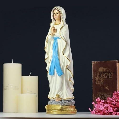 Estátua da Virgem Maria Lourdes, estátuas católicas de 30,5 cm da Virgem Maria, presente católico de resina da Virgem Maria, adequada para decoração religiosa e doméstica, preenchendo espaço interno (30,5 cm) Estátua da Virgem Maria Lourdes, estátuas católicas de 30,5 cm da Virgem Maria, presente católico de resina da Virgem Maria, adequada para decoração religiosa e doméstica, preenchendo espaço interno (30,5 cm)