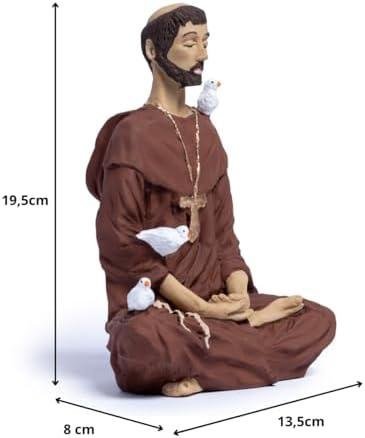 São Francisco de Assis Meditando Estatueta Imagem Religiosa Resina Decoração 20cm Santo dos Animais - La Nacasa Estátua São Francisco de Assis em Resina