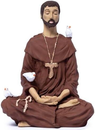 São Francisco de Assis Meditando Estatueta Imagem Religiosa Resina Decoração 20cm Santo dos Animais - La Nacasa São Francisco de Assis Meditando Estatueta Imagem Religiosa Resina Decoração 20cm Santo dos Animais - La Nacasa