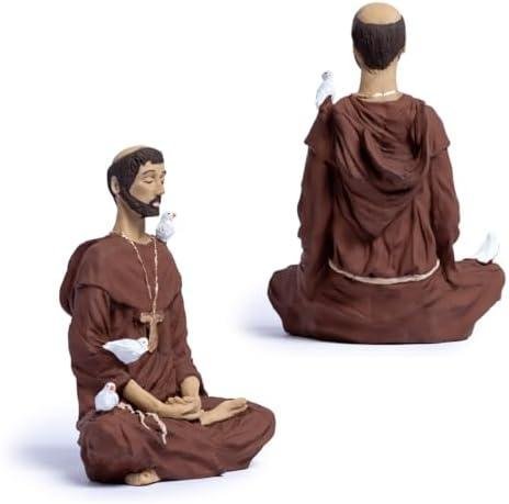São Francisco de Assis Meditando Estatueta Imagem Religiosa Resina Decoração 20cm Santo dos Animais - La Nacasa São Francisco de Assis Meditando Estatueta Imagem Religiosa Resina Decoração 20cm Santo dos Animais - La Nacasa