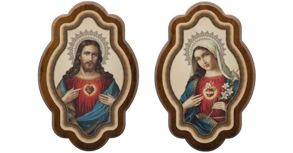 Quadro Sagrado Coração de Jesus e Maria