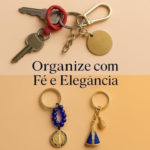 Kit Chaveiros Religiosos Premium São Bento Nossa Senhora Aparecida | Metal Dourado 9cm e 12,5cm | Proteção Espiritual, Fé Católica, Presente Abençoado Kit Chaveiros Religiosos Premium São Bento Nossa Senhora Aparecida | Metal Dourado 9cm e 12,5cm | Proteção Espiritual, Fé Católica, Presente Abençoado