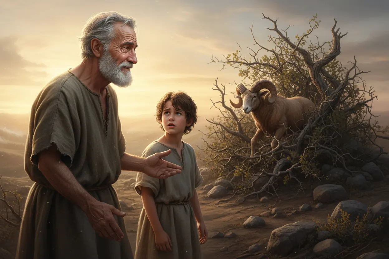 A Provisão de Jeová-Jiré A história de Abraão e Isaque: o carneiro provido por Deus.