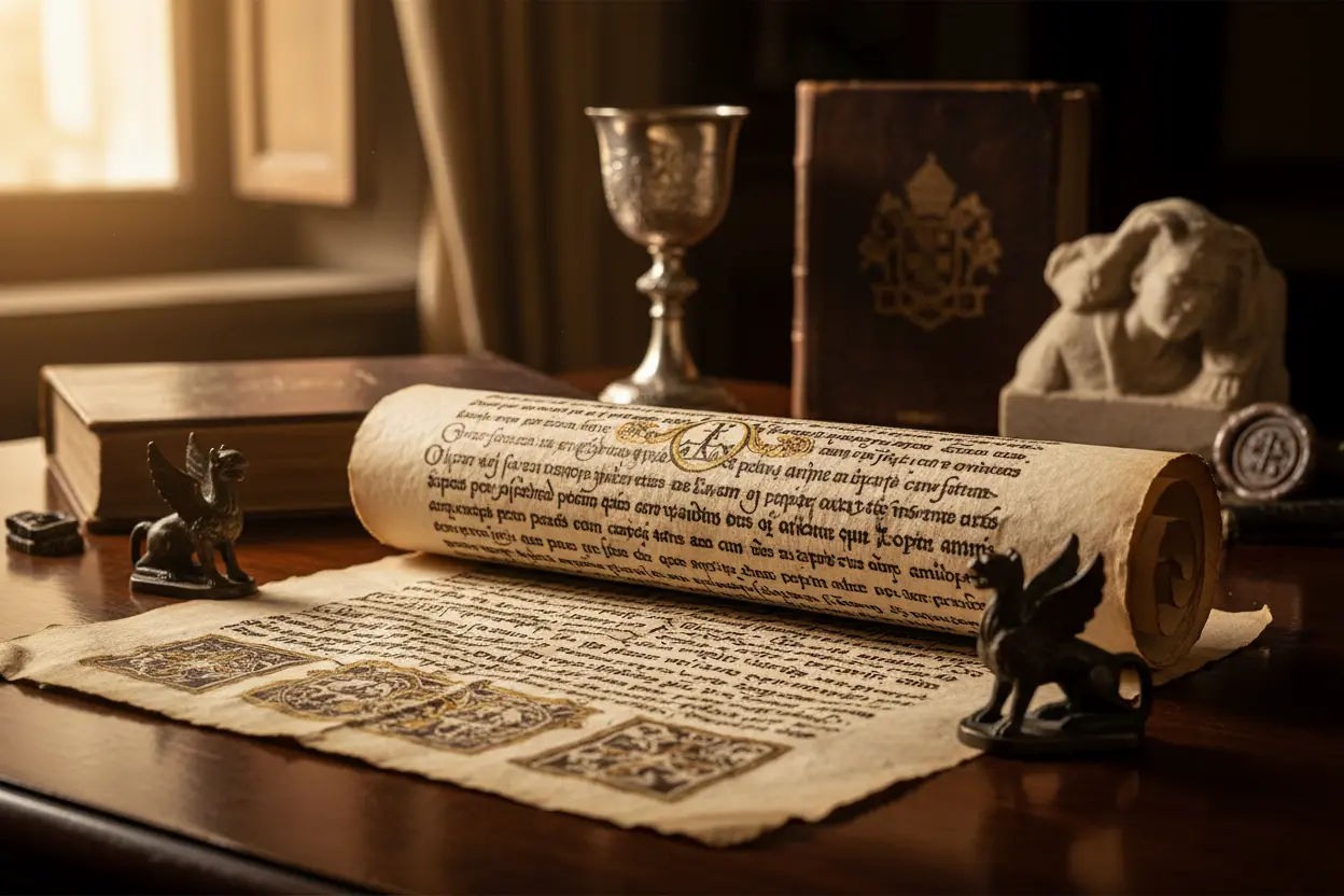 Manuscritos Antigos do Vaticano Papiro antigo com escrita latina sobre a história do Vaticano