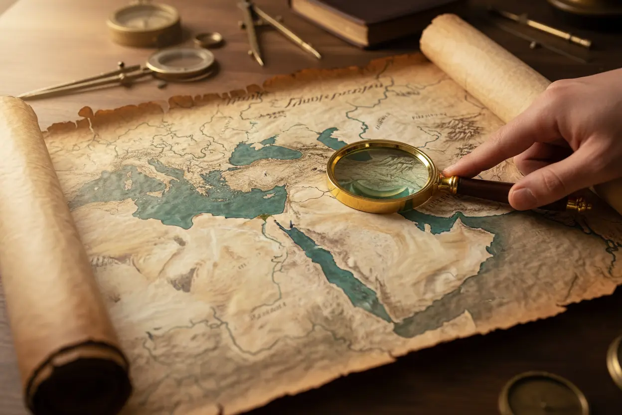 Mapa Antigo do Éden Mapa antigo e moderno sobre a localização do Jardim do Éden