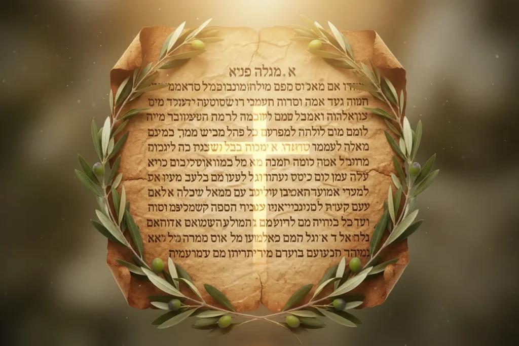 Pergaminho antigo e cruz, simbolizando a origem da festa de Páscoa.