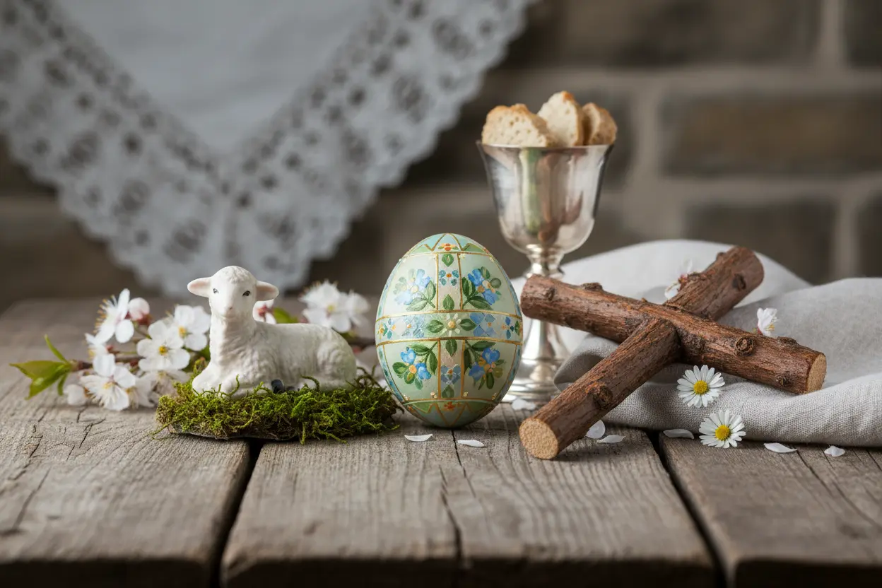 Símbolos da Páscoa e Seus Significados Ovo, cordeiro e cruz, símbolos da Páscoa.