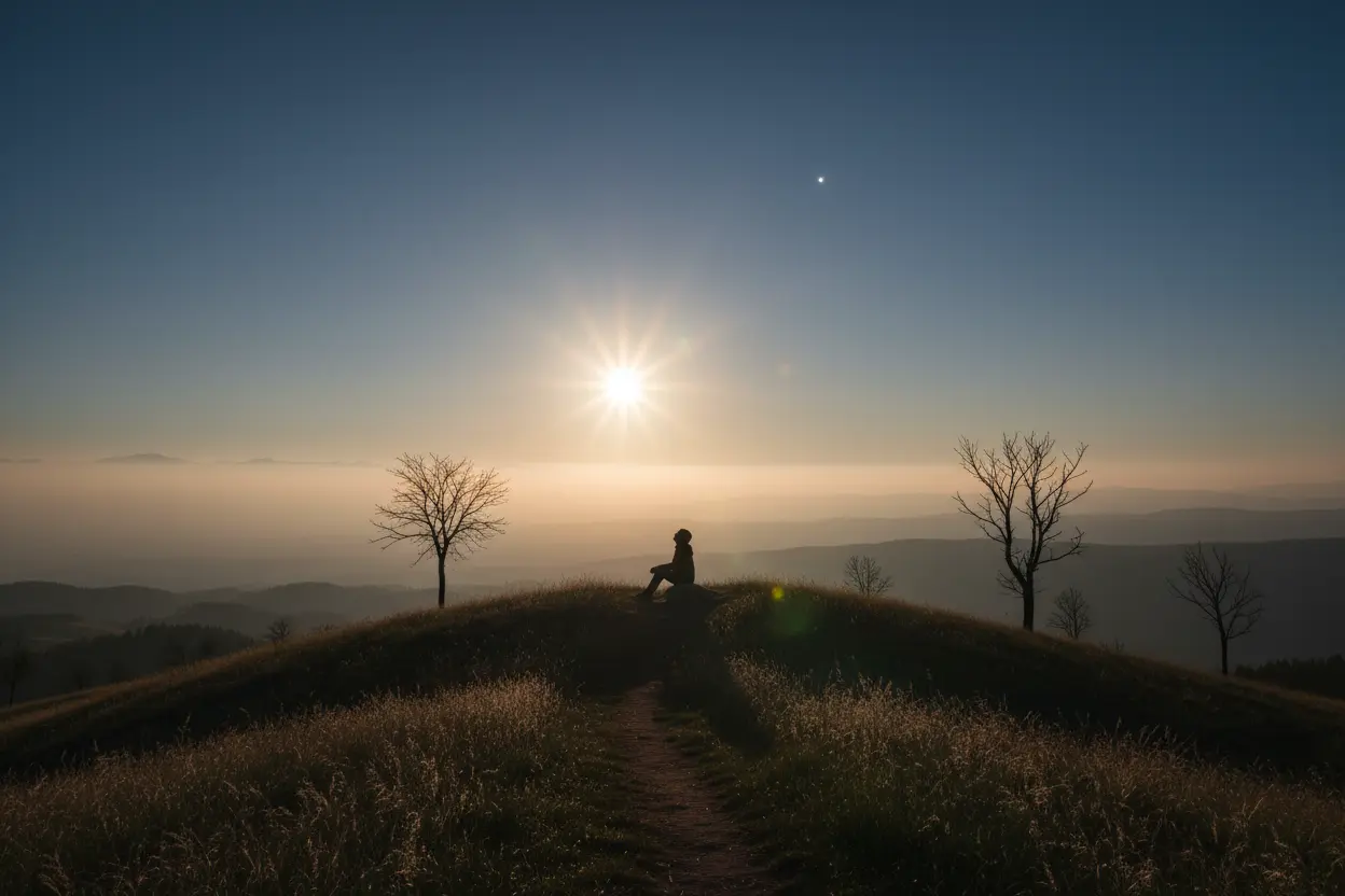Pessoa observando a estrela, simbolizando as profecias de Isaías sobre a vinda do Messias