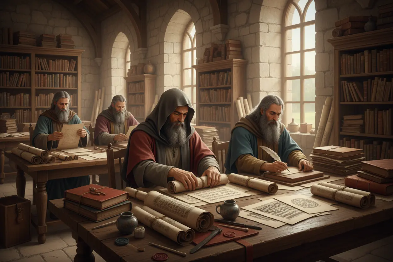Escribas compilando os Salmos