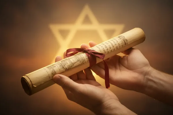 Mãos segurando um pergaminho antigo com a palavra-chave festas judaicas que jesus celebrava lista.