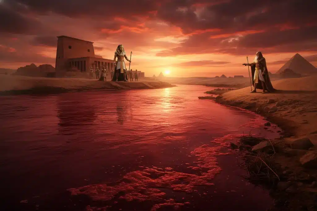 A história das dez pragas do Egito começa com o Nilo em sangue.