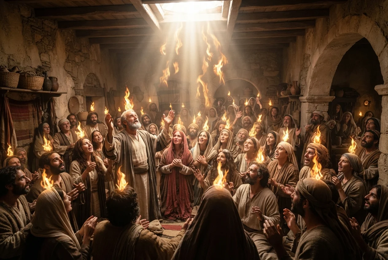 O dia de Pentecostes e o derramamento do Espirito O dia de Pentecostes e o derramamento do Espirito